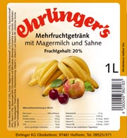 Obstkelterei Ehrlinger Mehrfruchtgetr�nk mit Magermilch und Sahne Typ Kirsch-Banane